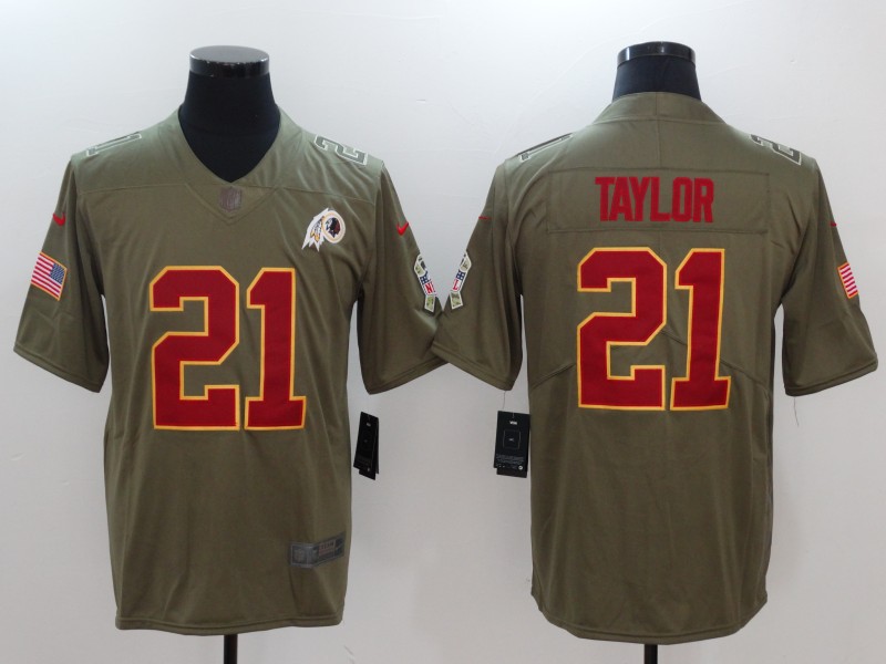 Men Washington Red Skins #21 Taylor Nike Olive Salute To Service Limited NFL Jerseys->->NFL Jersey